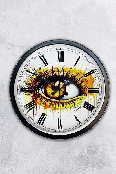 Kasva Concept Gift 40 cm Black Metal Eye Wall Clock