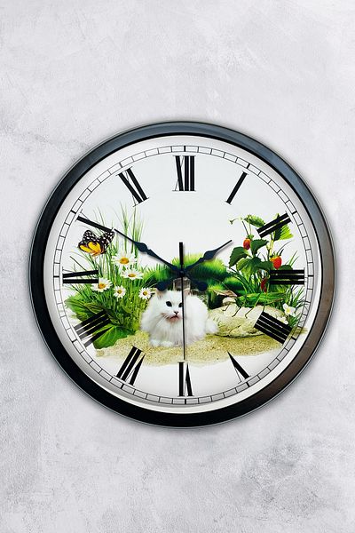Kasva Concept Gift 40 cm Black Metal Natural Life Wall Clock