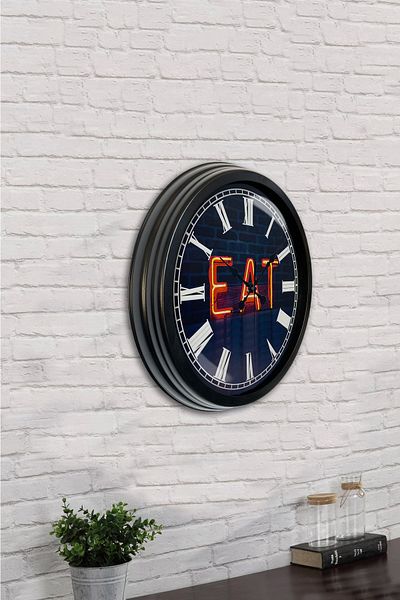 Kasva Concept Gift 40 cm Black Metal Eat Wall Clock