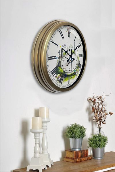 Kasva Concept Gift 40 cm Antique Metal Decorative Wall Clock