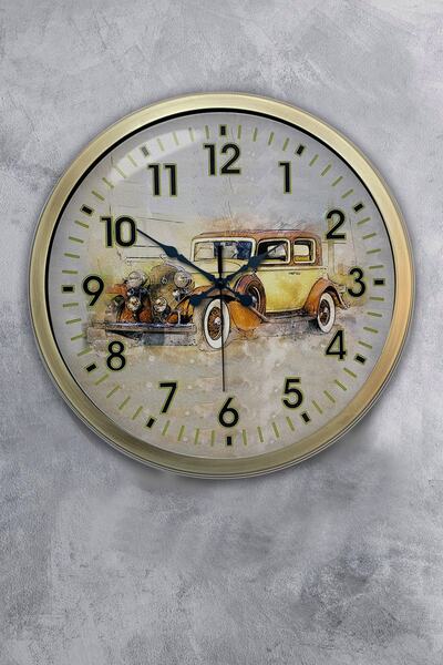 Platin Saat ساعة حائط سيارة كلاسيكية معدنية عتيقة مقاس 40 سم