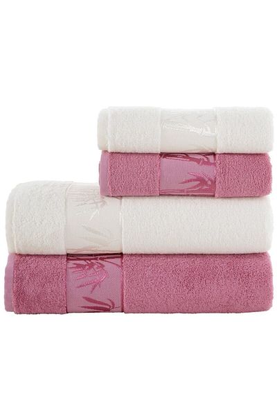 Nurpak Σετ πετσετών μπάνιου Bamboo 4 τεμαχίων Cream Plum