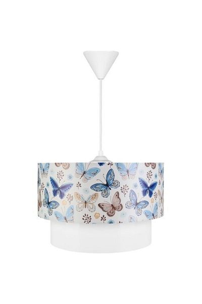 EvLight Set of 3 Chandelier and Nightstand Wooden Lampshade Blue Butterfly