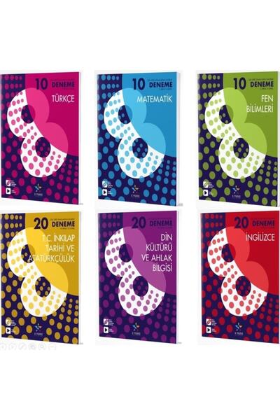 5 Yıldız Yayınları 8. Sınıf 6'lı Deneme Seti(t-m-f-s-d-i)