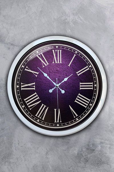 Kasva Concept Gift 40 cm White Metal Purple Wall Clock