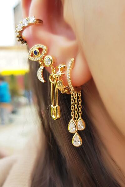 MorMajor Silver Ithal Dolu Taşlı Gümüş Kıkırdak