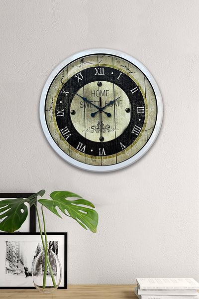 Kasva Concept Δώρο 40 εκ. Λευκό Μεταλλικό Ρολόι Τοίχου Home Swett Home