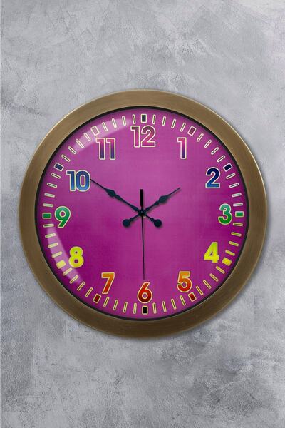 Platin Saat ساعة حائط معدنية عتيقة بأرقام ملونة 36 سم