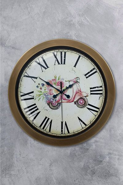 Kasva Concept Gift 36 cm Antique Metal Pink Motor Wall Clock