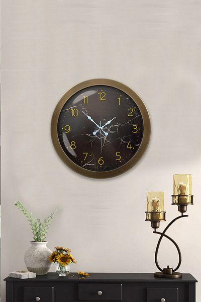 Kasva Concept Gift 36 cm Antique Metal Black Patterned Wall Clock