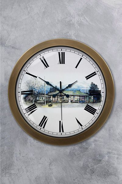 Kasva Concept Antique Metal Village Grocery Wall Clock 36 cm