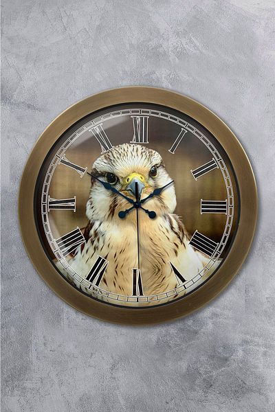 Kasva Concept Gift 36 cm Antique Metal Eagle Wall Clock