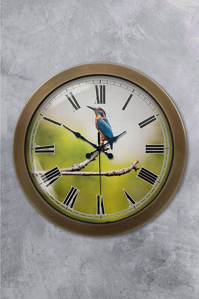 Kasva Concept Ceas de perete cu pasăre pe ramură de metal antic de 36 cm