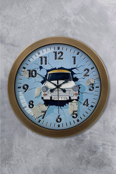 Kasva Concept Gift 36 cm Antique Metal Flower Abbas Wall Clock