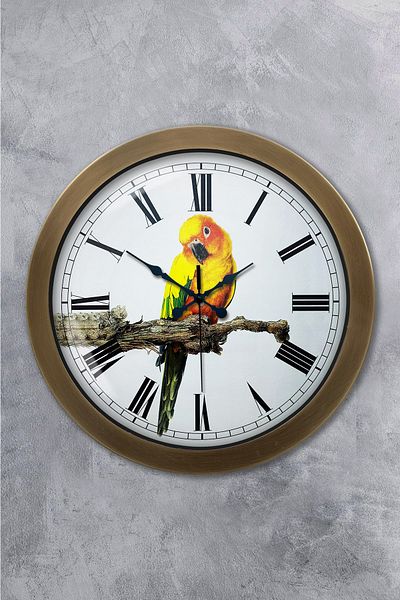 Kasva Concept Gift 36 cm Antique Metal Bird Wall Clock