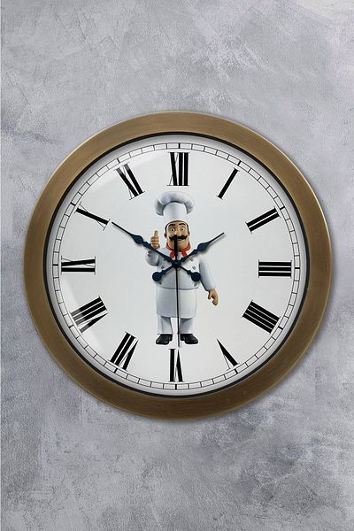 Kasva Concept Gift 36 cm Antique Metal Cook Kitchen Wall Clock