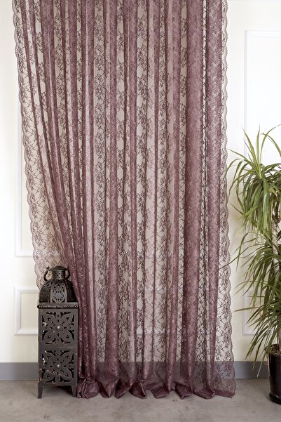 MASSARELLI Mürdüm Fransız Danteli Fon Tül 1-2,5 Orta Sık Pile 110x260