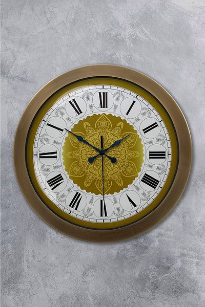 Kasva Concept Gift 36 cm Antique Metal Yellow Wall Clock