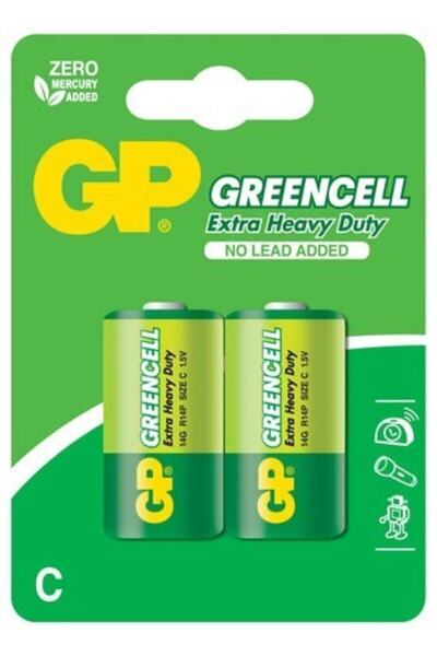 GP Batteries Baterii 14g Greencell R14p/1235/c Boy Orta Pil, 1.5 Volți, 2'li ...