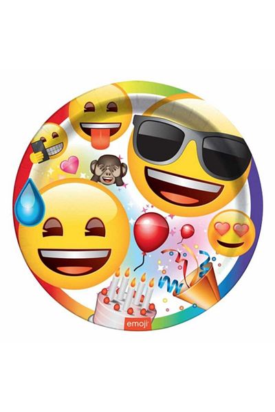Roll-Up Kikajoy Emoji Party 8-Piece Cardboard Plate 23 Cm