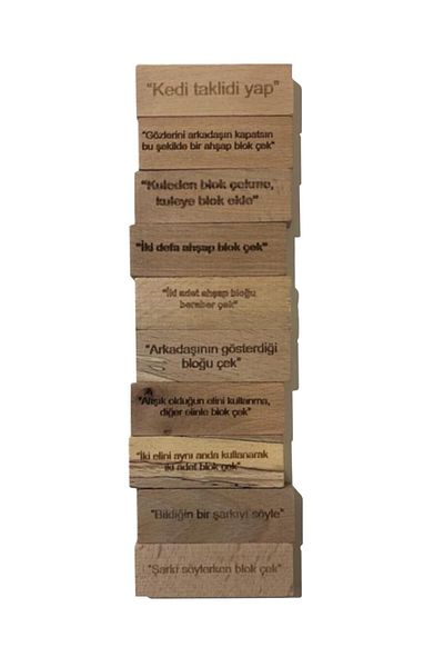 Elif İş Eğitim Balance Game Penalty Jenga - Penalty Tower - Wooden Large Size 54 Pieces
