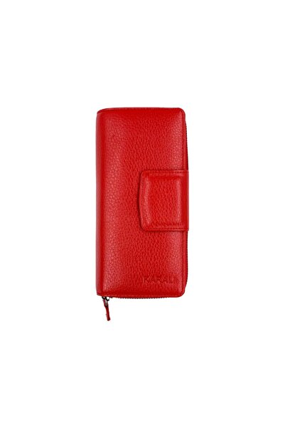 Carlino Kadın Kırmızı Hakiki Deri Cüzdan