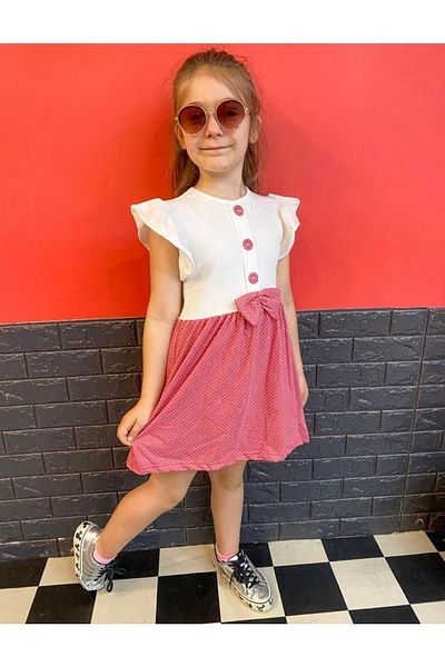 Karınca Rochie de vară din bumbac pieptănat cu buline pentru fete