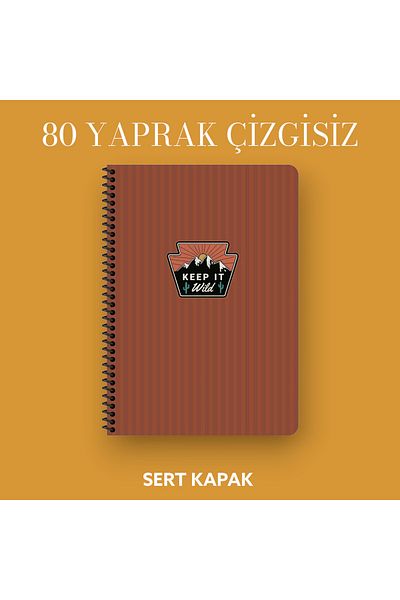 KESKİN COLOR 17x24 Cm Unlined 80 Sheets Outdoor Hard Cover Wire Notebook 70 Gr Ivory Paper