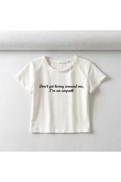 Touz I&#39;m An Empath Printed White Crop