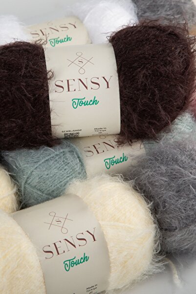 SENSY Premium Touch Hand Knitting Yarn Cardigan Πουλόβερ Σχοινί Γούνα Εμφάνιση Σχοινί Φουλάρι Beanie Λούτρινο Παιχνίδι Σχοινί Λευκό
