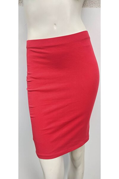 Hepsibitarz Kadın Kırmızı Triko Penye Etek