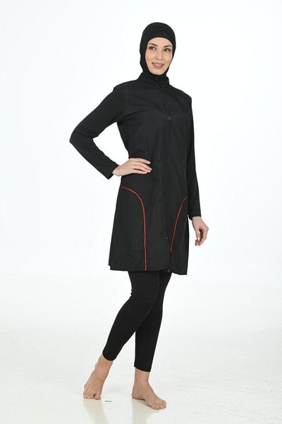 Fantasy Μονόχρωμο Αλεξίπτωτο - Υλικό Lycra Μαύρο Μαγιό Hijab 3372