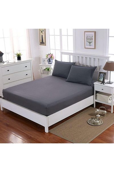 Sheri Home Tekstil Φύλλο χτενισμένο με μπαμπού (Μέγεθος Jumbo) Ελαστικό 200 Χ 200 - Απαλό Γκρι "" soft Bamboo Production