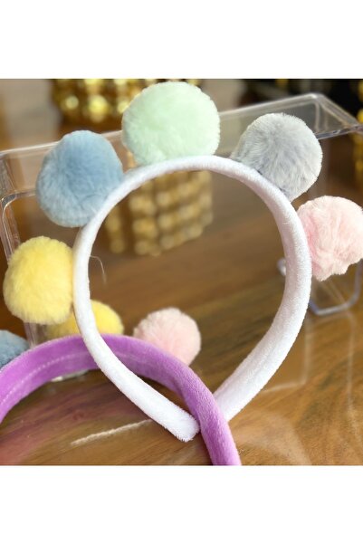 QUEEN AKSESUAR Grădina de noapte, drăguță, colorată, curcubeu, pompon, catifea, coroană de pluș, coroană pentru copii, albă