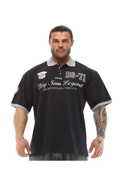 Big Sam Men's Navy Blue Polo Collar T-Shirt 2832