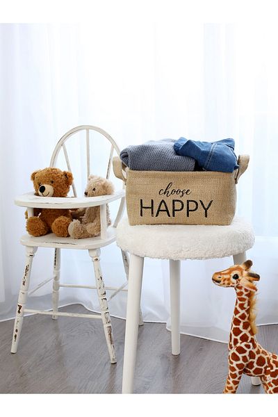 Timburly Επιλέξτε Happy Ορθογώνιο Καλάθι Jut 18x21x30cm B51c