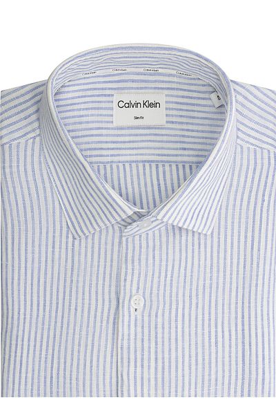 Calvin Klein Cămașă pentru bărbați, albastră, cu guler cu nasturi, slim fit K10k 1093320 g0