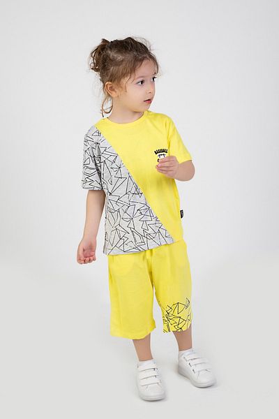 Harika KIDS Boy's Garnished Pattern Short Sleeve Capri Basic Suit Age 2-5