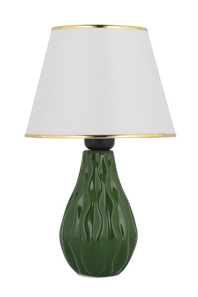 NisaLuce Magnolia Ceramic Lampshade Cream Gold Piping / Green Body