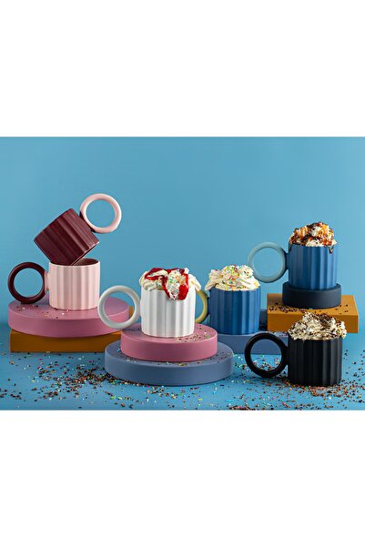 English Home Angled New Bone China Kupa 260 Ml Lacivert - Açık Mavi