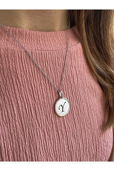 Everglow Jewelry مصعد أم اللؤلؤ حرف Y قلادة فضية