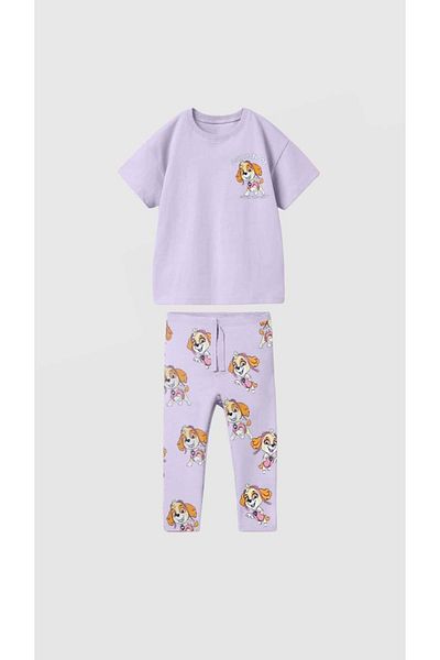 MİNİKO KİDS Girl's Paw Petrol Mickey Coated Cotton Short Sleeve Set