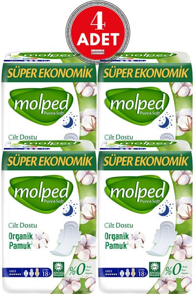 Molped Pure Soft Sanitary Pads - Night Super Economical 4 Pieces of 18