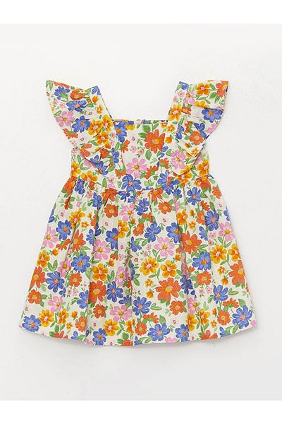 LC Waikiki Lcw Baby Strappy Square Collar Printed Baby Girl Dress