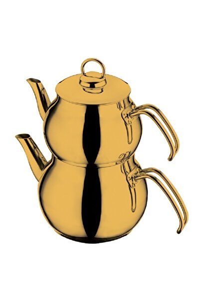 ÖZLİFE طقم إبريق شاي ذهبي بحجم عائلي من دورو