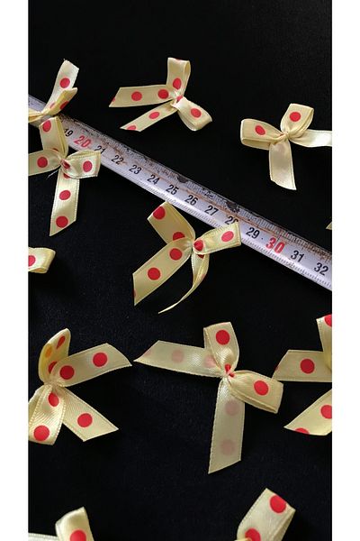 Ozpas Bow Satin Yellow Polka Dot 30pcs