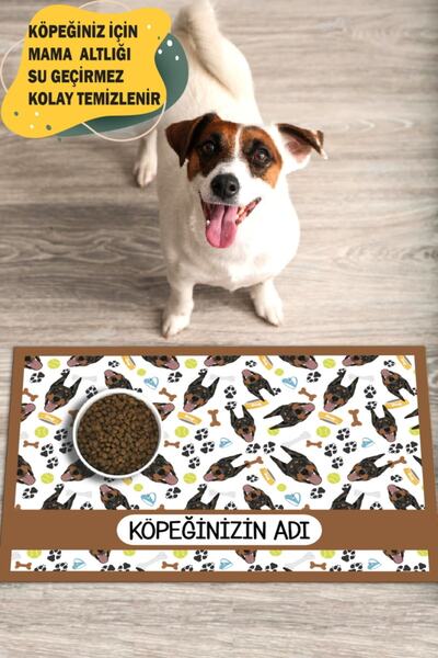 Pazarova Köpeğinize Özel Isimli Su Geçirmez Mama Altlığı Mama Servis