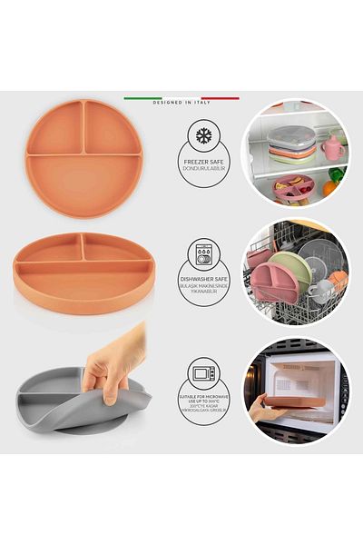 Elele Vacuum Silicone Baby Food Plate Orange
