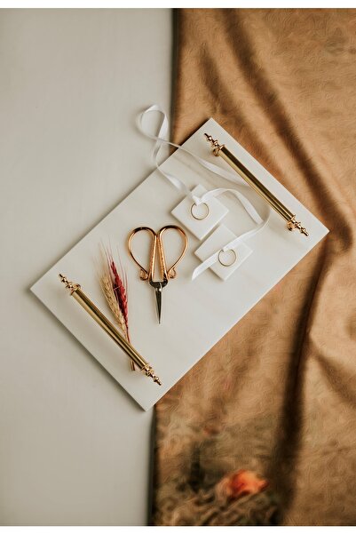 MERALP Marmură subțire Aur/Tavă de logodnă, foarfece, 2 suporturi detașabile ...