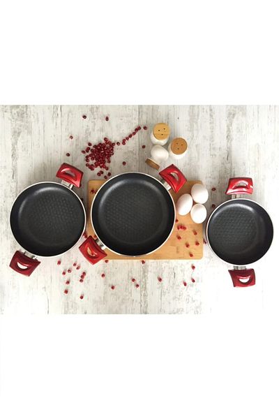 FAYA HOME 3-Piece Home Fireproof Non-Stick Teflon Omelette Saucepan Set 18-20-22cm